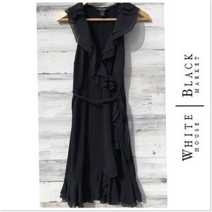 White House Black Market Wrap Ruffle Dress US 2